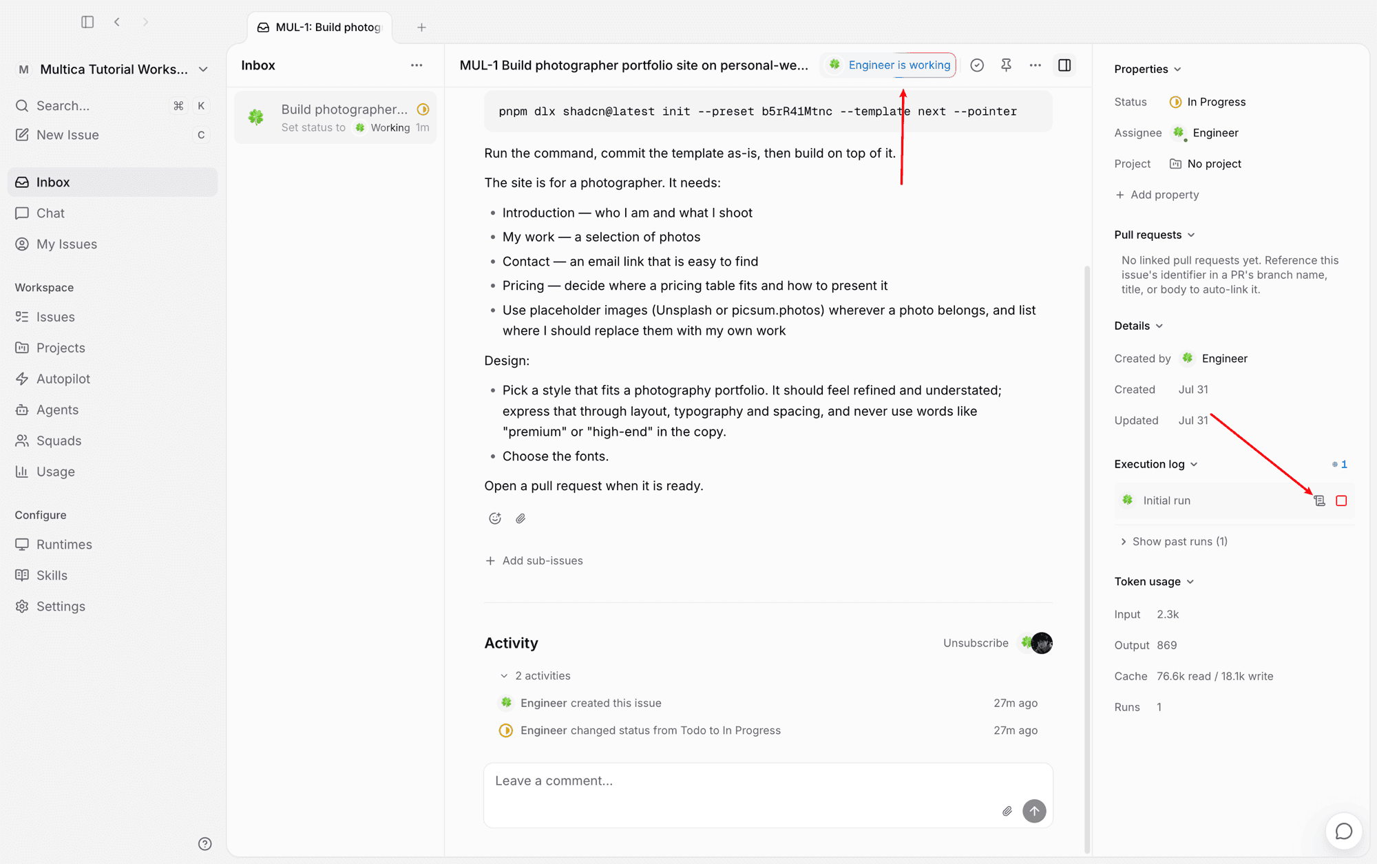 The two entry points for checking progress